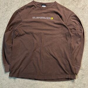Vintage 90s Quiksilver Y2K Brown Long Sleeve Size Medium Skate Spellout